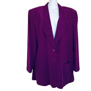 SK & Company Pure Silk Blazer Jacket Bright Purple Vintage Women's XL